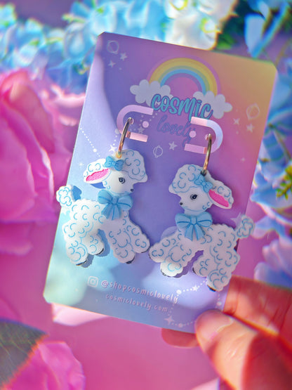 Vintage Inspired White Cutie Lamb Earrings