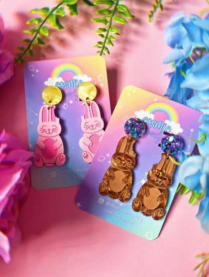 Cute Chocolate Bunny Easter Earrings
