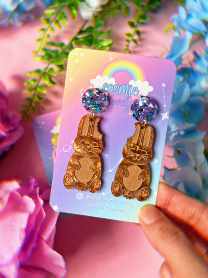 Cute Chocolate Bunny Easter Earrings