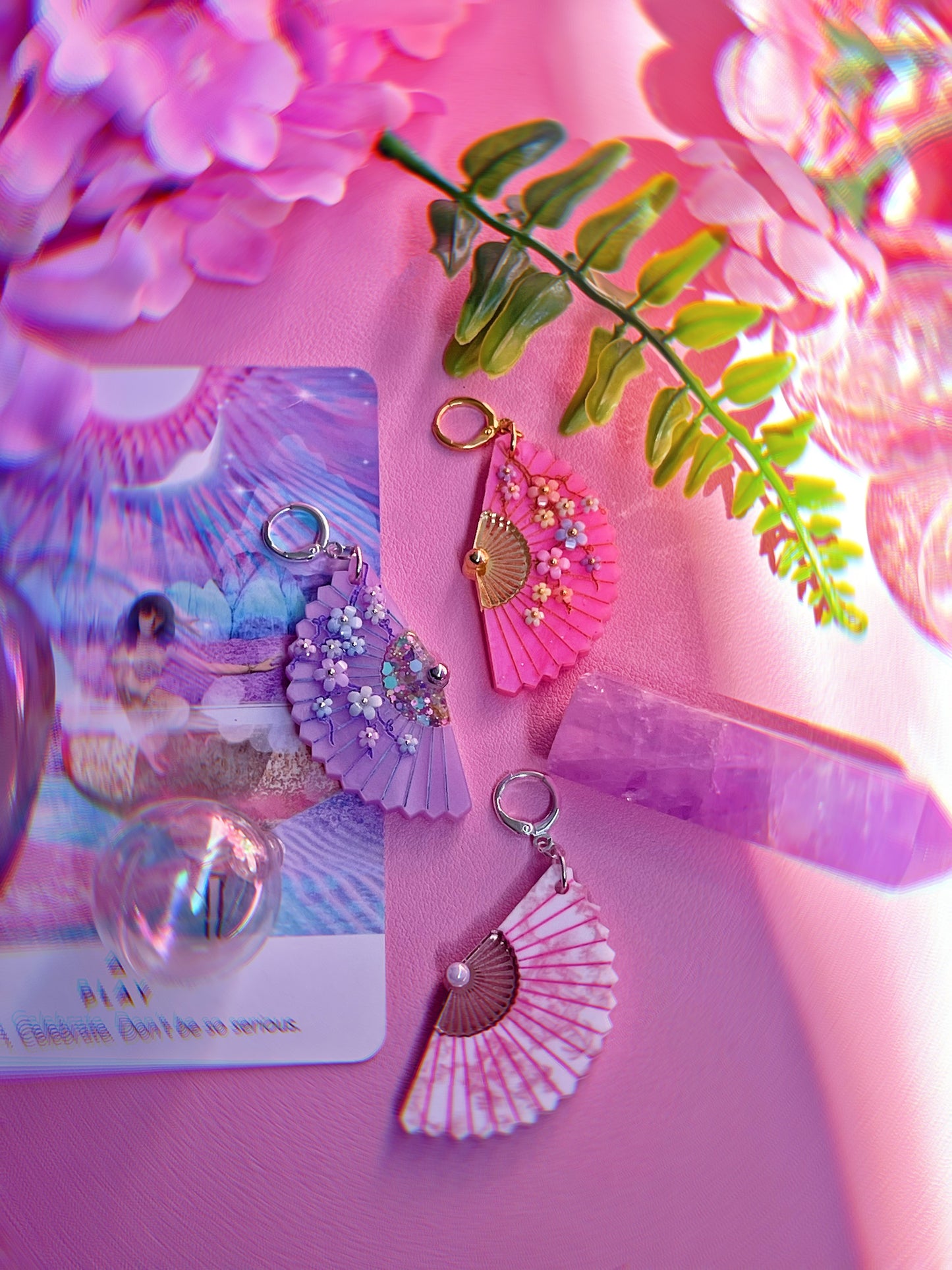 Lavender Spring Folding Fan Earrings