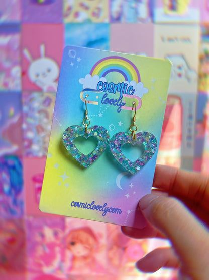 Spring Confetti Glitter Heart Earrings
