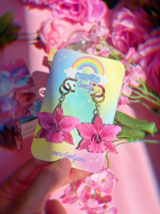 Pretty Pink Orchid Earrings
