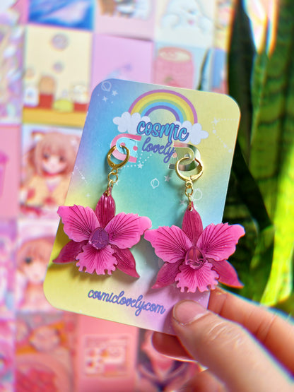 Pretty Pink Orchid Earrings