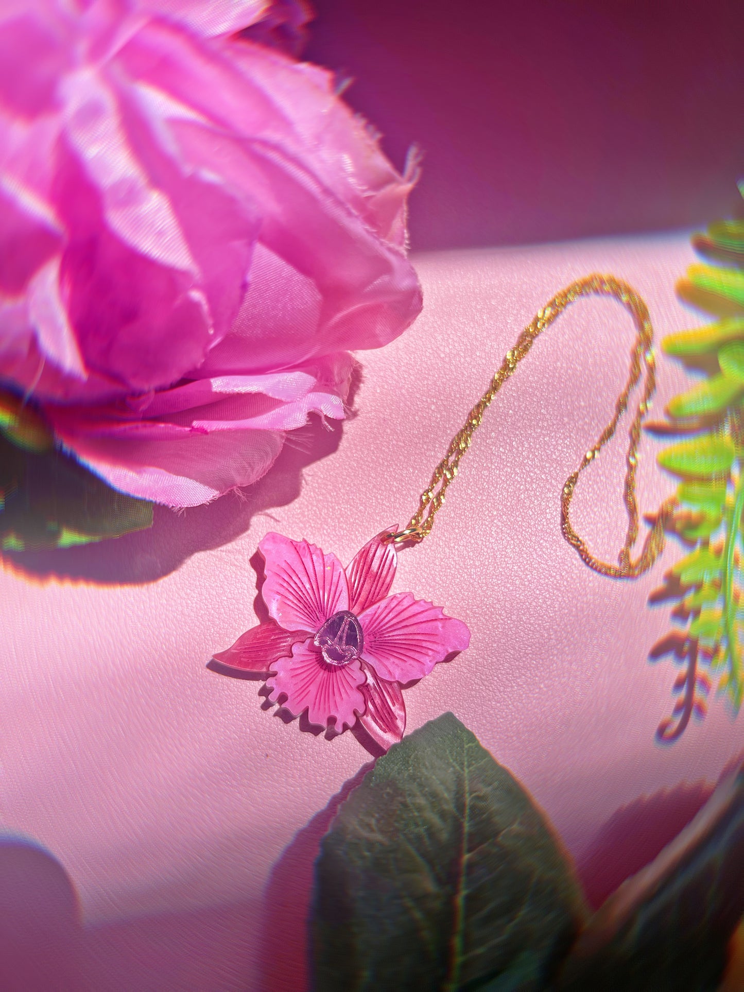 Pretty Pink Orchid Necklace