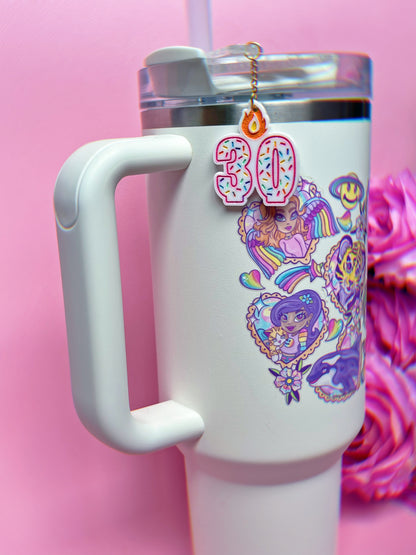 CUSTOM Birthday Number Candle Tumbler Cup Charms
