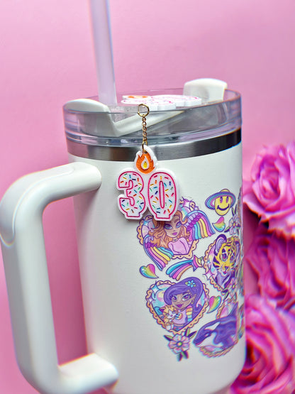 CUSTOM Birthday Number Candle Tumbler Cup Charms