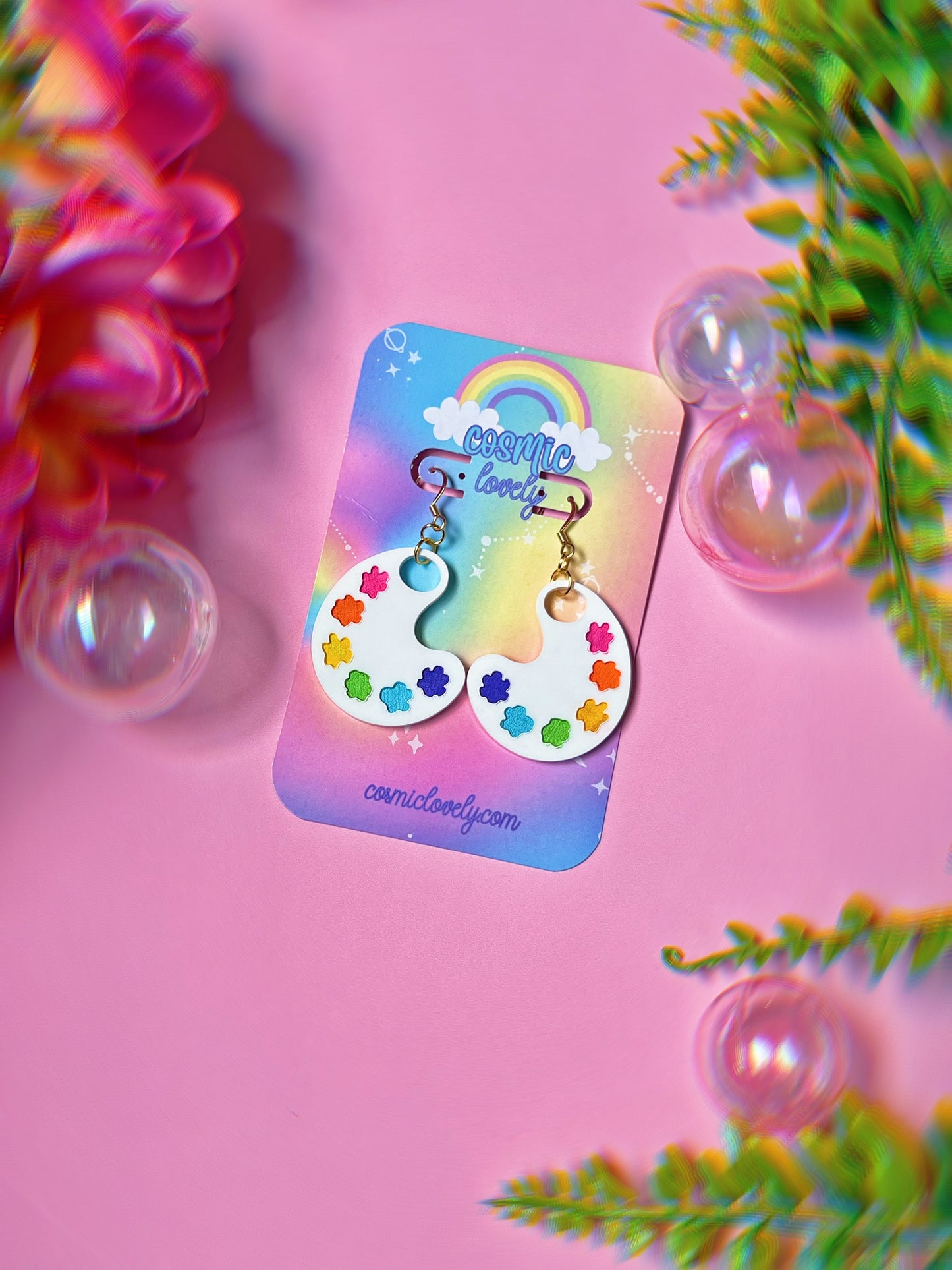 Rainbow Paint Palette Earrings