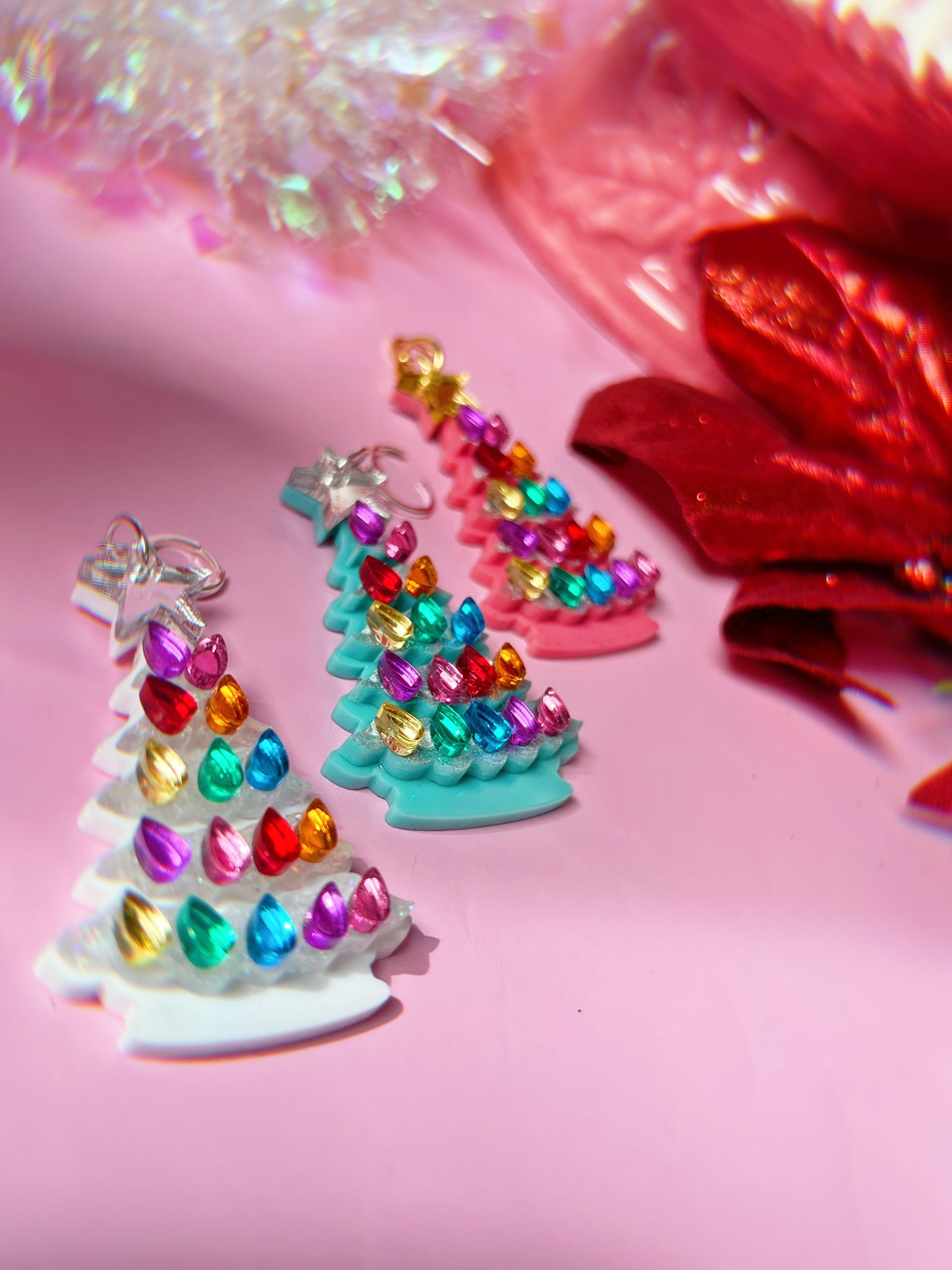 Ceramic Christmas Tree Earrings