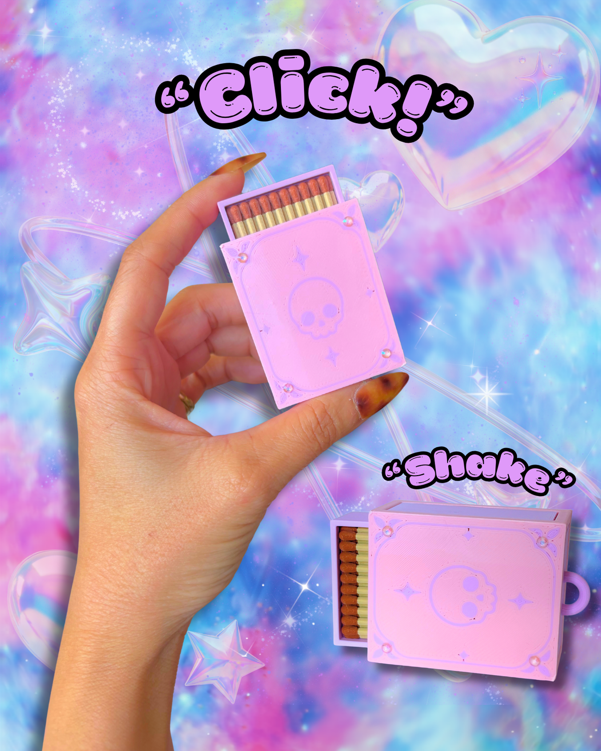 Kawaii Skull Matchbox Fidget Clicker and Shaker : Satisfying Fidget Toys