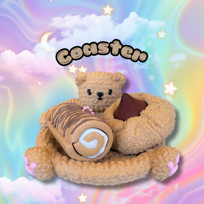 Crochet Style Bear Coasters: Teddy Bear Lover Home Decor