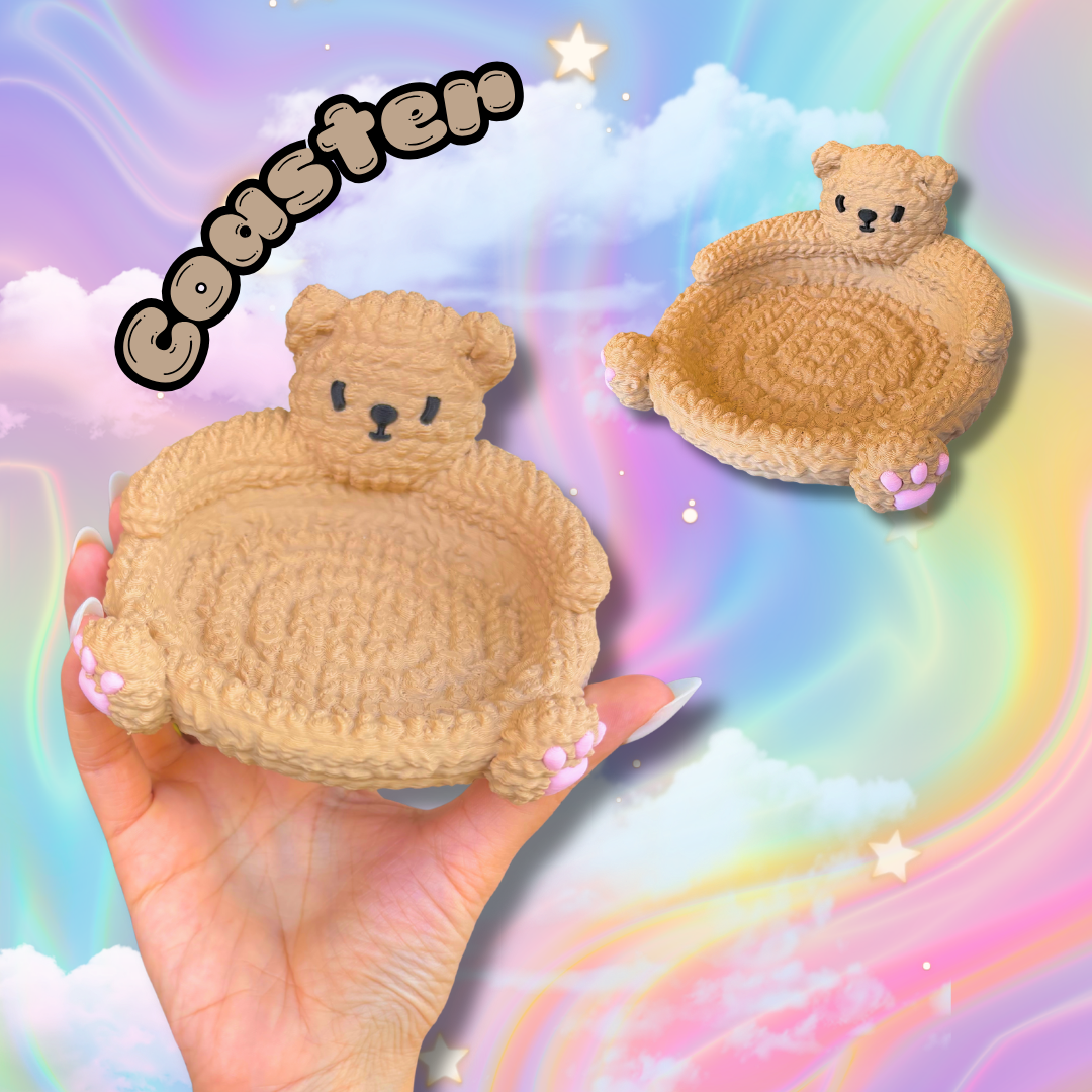 Crochet Style Bear Coasters: Teddy Bear Lover Home Decor
