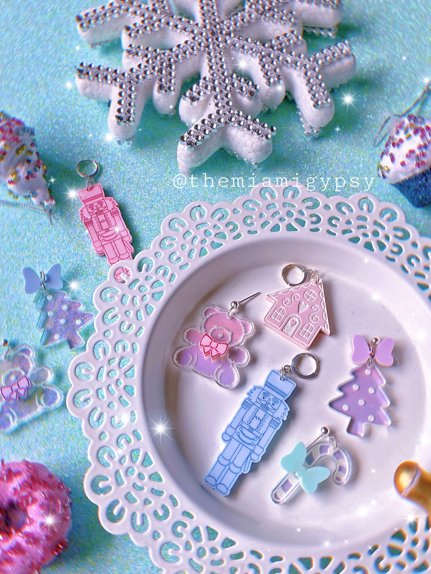 Pink Frosting Gingerbread House Earrings