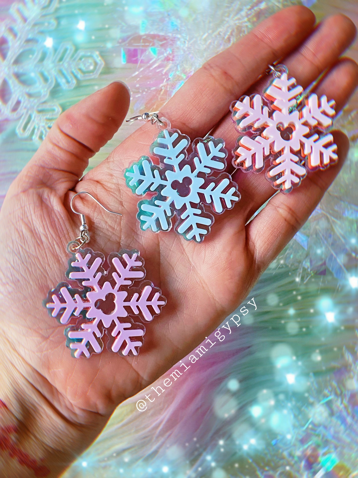 Mouse Snowflake Christmas Earrings