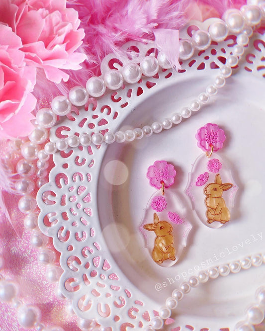 Cherry Blossom Bunny Earrings