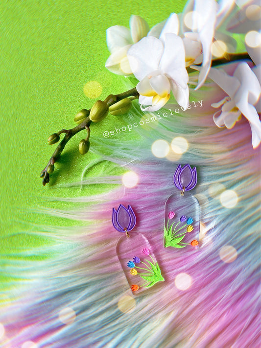 Pastel Rainbow Tulip Earrings