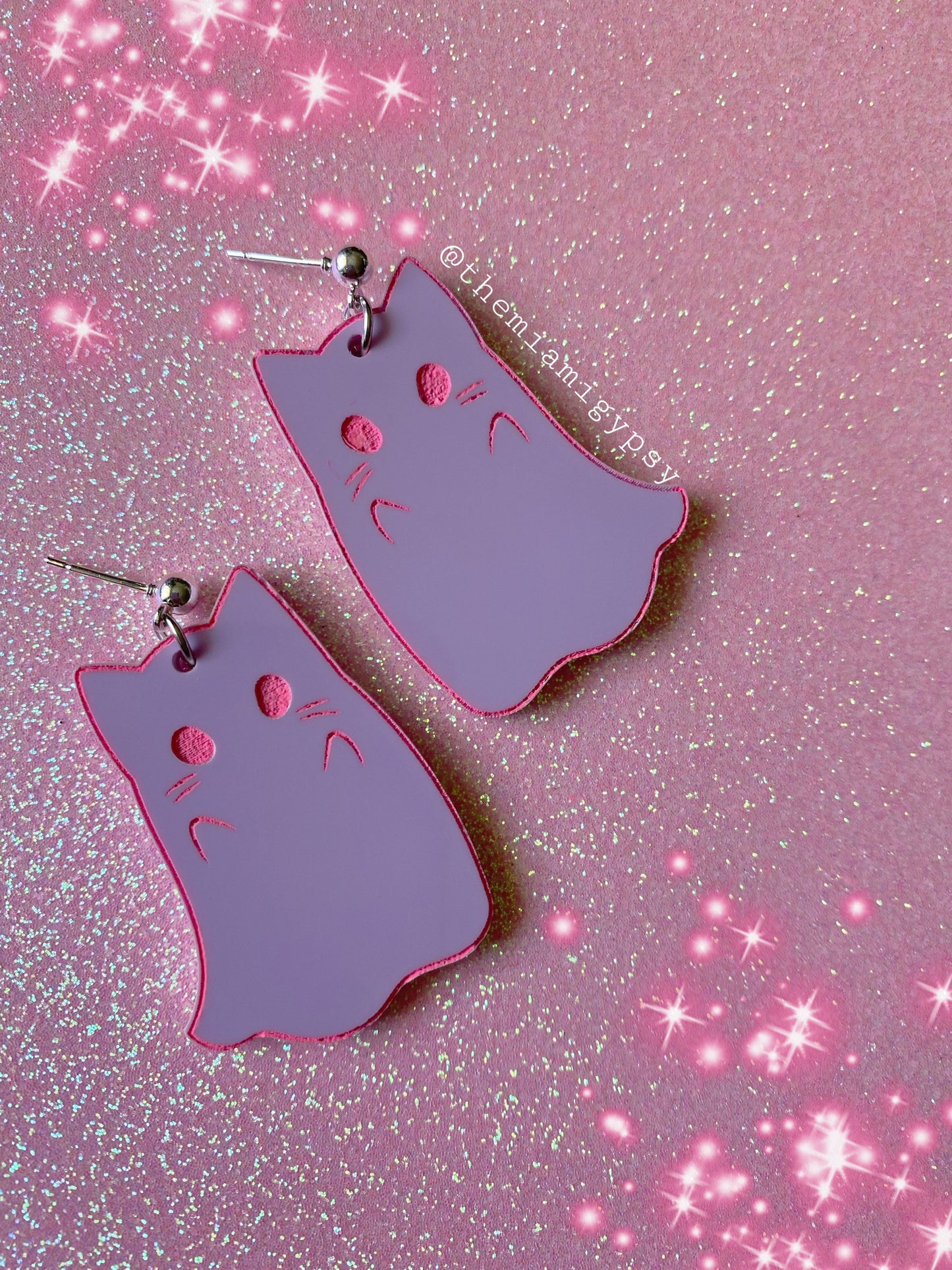 Kawaii Kitty Ghost Earrings