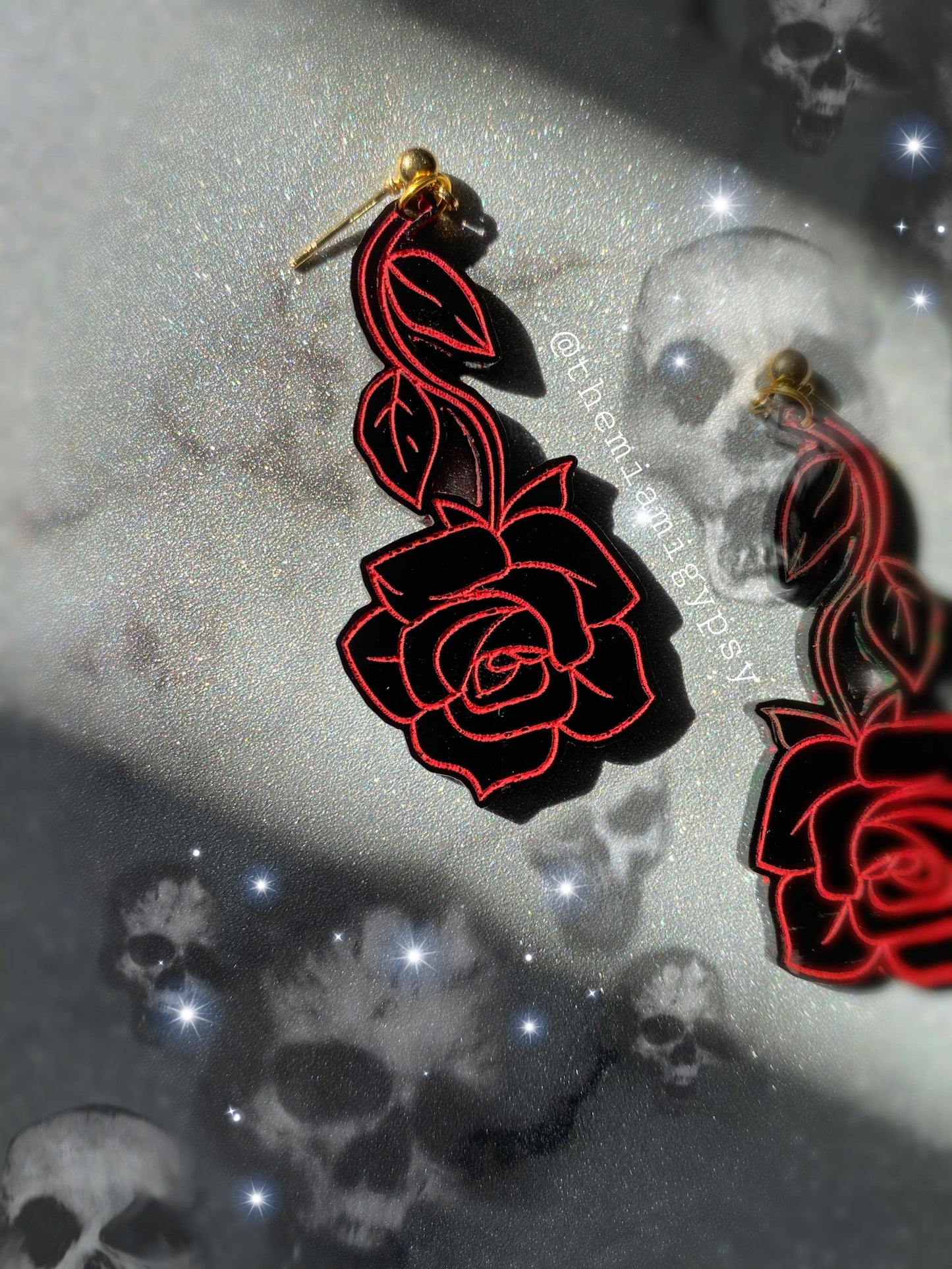 Morticia's Rose Earrings
