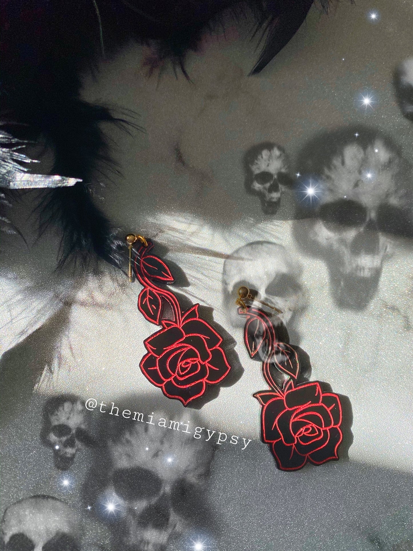 Morticia's Rose Earrings