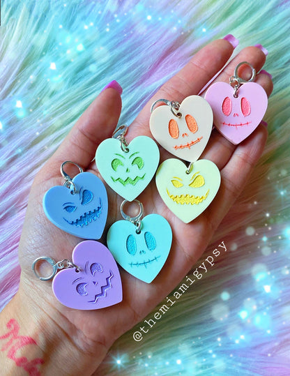 Pastel Jack-O-Lantern Hearts Earrings