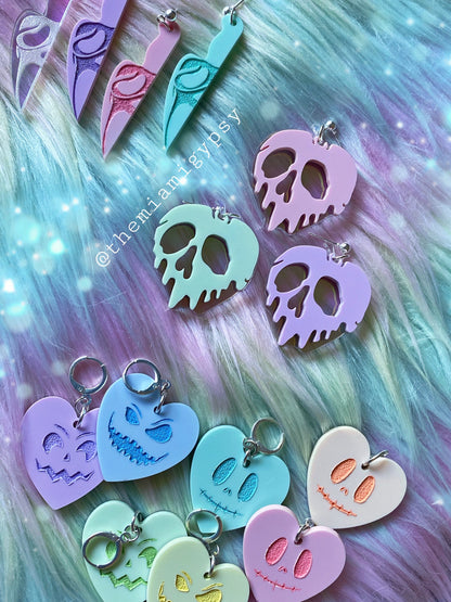 Pastel Jack-O-Lantern Hearts Earrings
