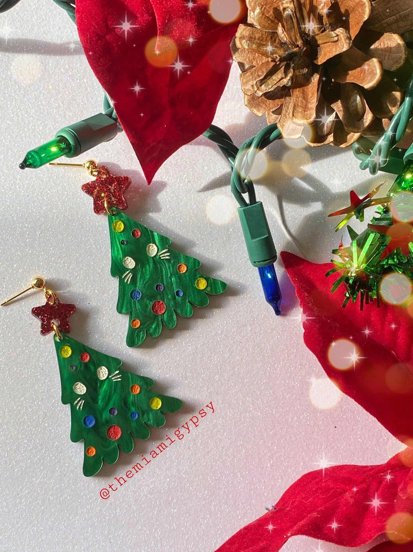 Christmas Kitty Tree Earrings