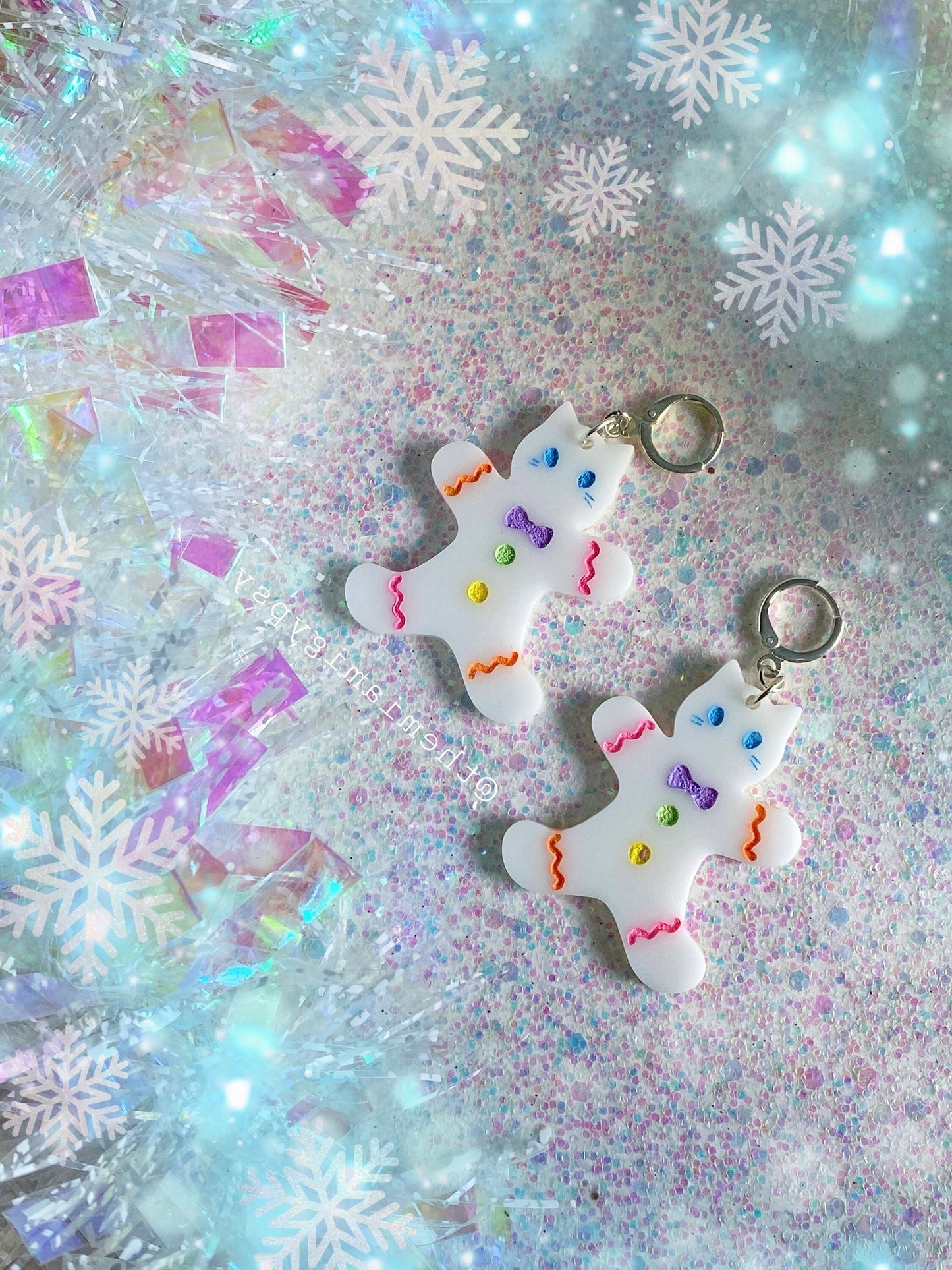 Sugar Cookie Christmas Kitty Earrings