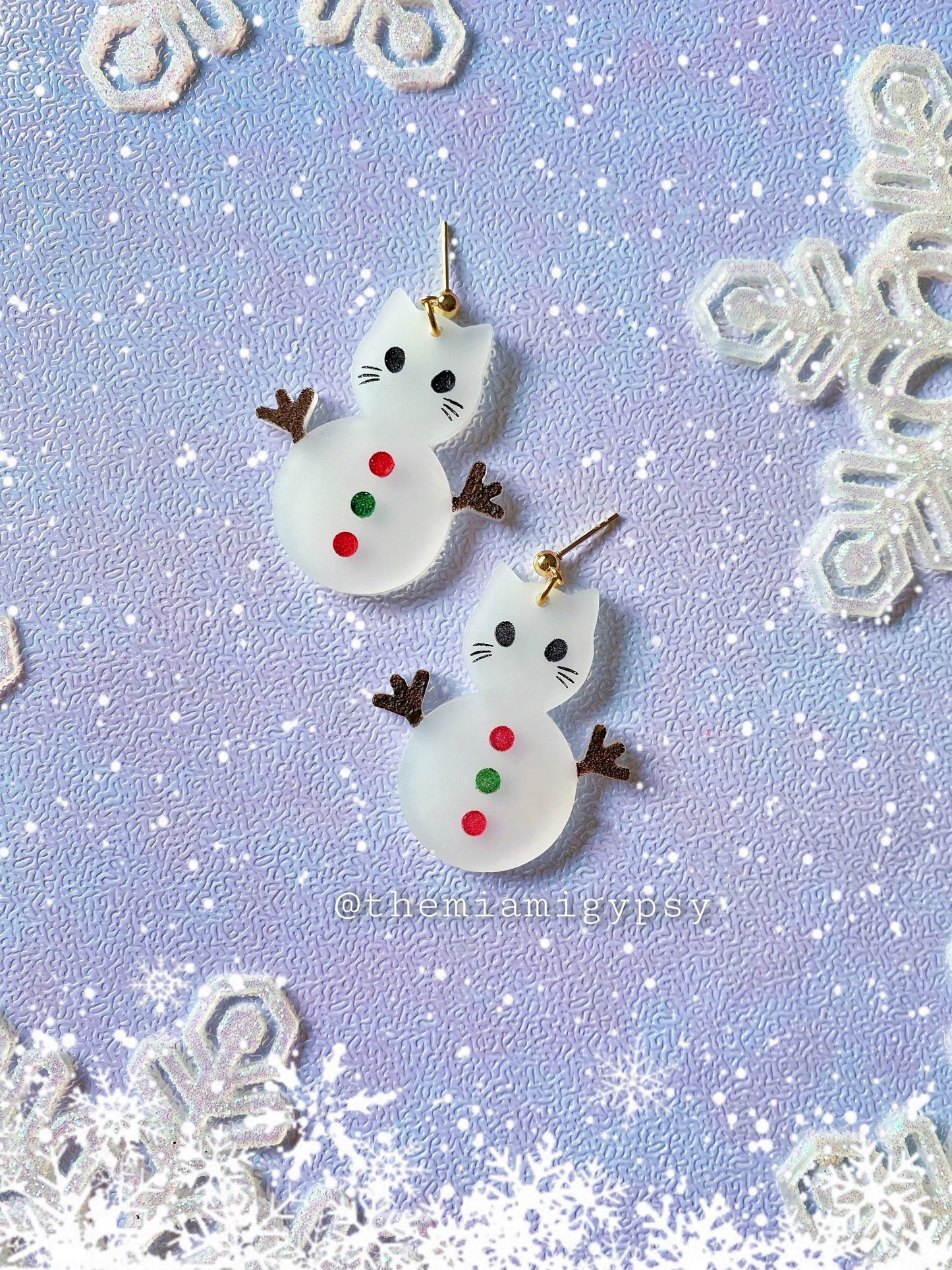 Snowman Kitty Earrings